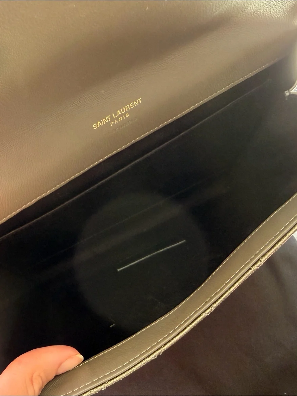 Saint Laurent Metallic Gold Quilted Chevron Wristlet Clutch